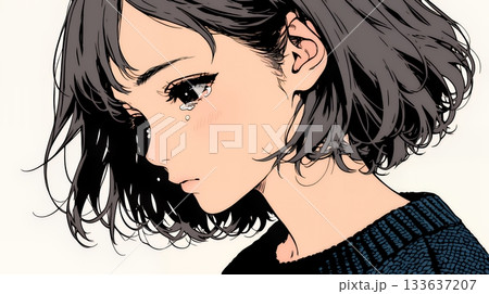 涙ぐむ若い女性