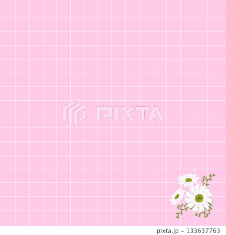 Sweet Pink Square Background with Daisy flower, Valentine Sticky Note Sweet Pink Square Background with Daisy flower, Valentine Sticky Note 133637763