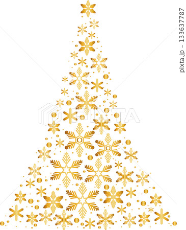 雪の結晶で構成されたクリスマスツリー　イラスト素材 133637787