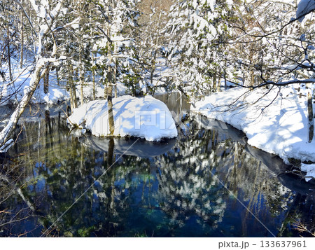 神秘的な冬の神の子池 神秘的な冬の神の子池 133637961