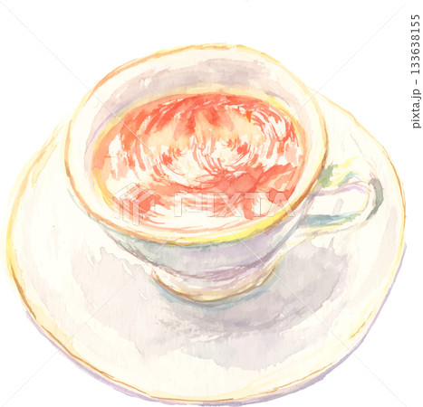 ティーカップに入った紅茶のイラスト ベクター ティーカップに入った紅茶のイラスト ベクター 133638155