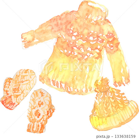 セーターや手袋など編み物のイラスト　ベクター 133638159