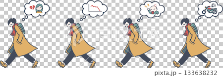 圖：一名男子邊走邊想著一件悲傷的事。 133638232