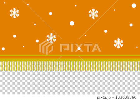 オレンジ色の雪の柄のフリンジがついた横断幕 オレンジ色の雪の柄のフリンジがついた横断幕 133638360