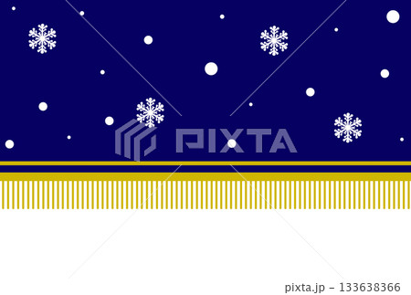 濃い青色の雪の柄のフリンジがついた横断幕 133638366