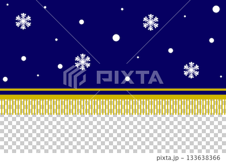 濃い青色の雪の柄のフリンジがついた横断幕 133638366