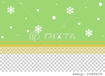 黄緑色の雪の柄のフリンジがついた横断幕 133638374