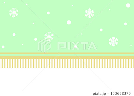 薄い緑色の雪の柄のフリンジがついた横断幕 133638379