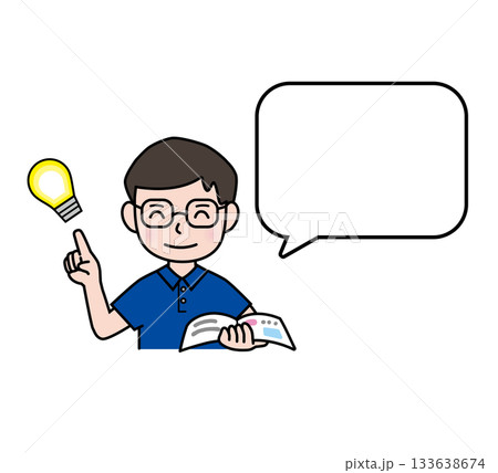 説明をする男性　教師　吹出し 133638674