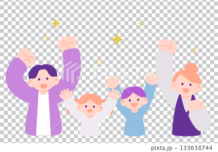 一組插圖,描繪了與家人分享喜悅時擊掌歡呼的場景。 一組插圖,描繪了與家人分享喜悅時擊掌歡呼的場景。 133638744