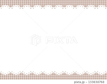 かわいいレース風フレームのベクターイラスト。ギンガムチェック、枠、ナチュラル 133638768