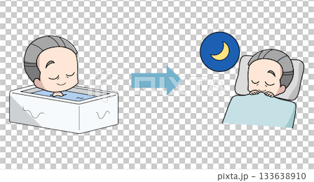 圖：一位老人在洗澡後睡得很好。 133638910