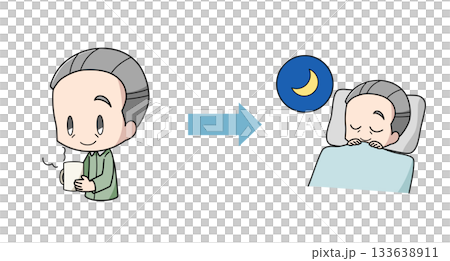 圖:一位老人喝了熱飲後睡得很好 圖:一位老人喝了熱飲後睡得很好 133638911