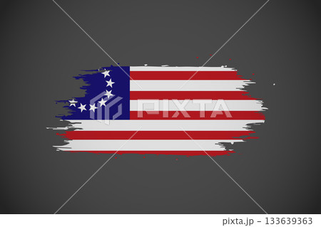 Betsy Ross Flag Brush Stroke Design - Historical American Flag Grunge Texture. 133639363