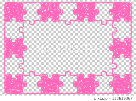 Hand-drawn crayon background puzzle frame 133639367