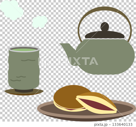 日式茶道與日式點心插畫集 / 下午茶時光，日式風格設計 133640133