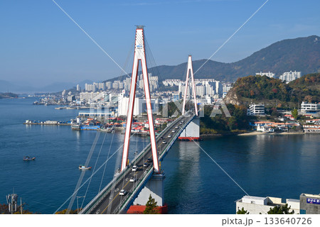 【韓国/麗水市】突山(ドルサン)大橋と麗水の海 【韓国/麗水市】突山(ドルサン)大橋と麗水の海 133640726