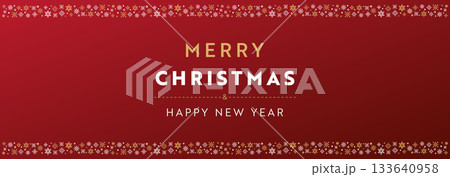 雪の結晶で飾られたクリスマスのバナー背景テンプレート（赤） 133640958