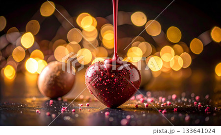 ハート型のチョコレートが溶けるバレンタインデー　大人のリッチ 133641024