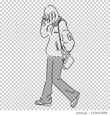 モノクロで描く感情のある女性ファッションイラスト 泣きながら歩く女性 モノクロで描く感情のある女性ファッションイラスト 泣きながら歩く女性 133641099