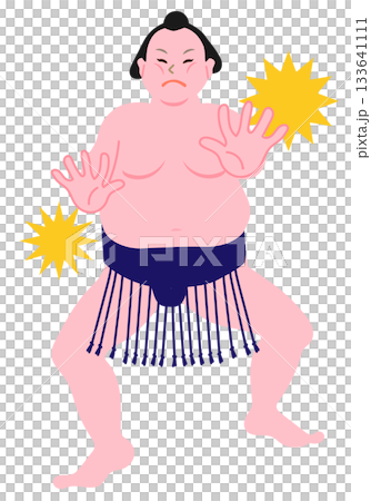 相撲選手打耳光的向量插圖 133641111