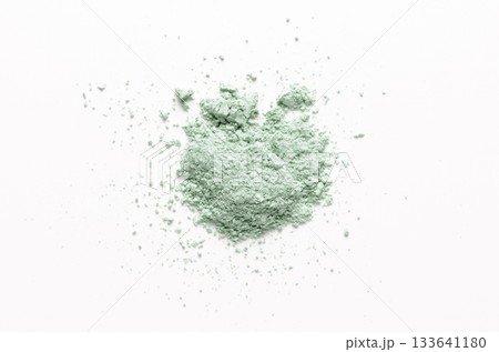 A sample of dry cosmetic clay for a skin mask. White background 133641180