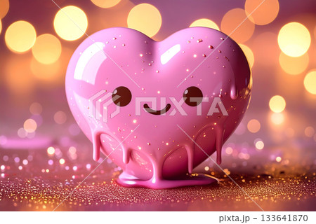 笑顔がかわいいハート型のチョコレート バレンタインデー 笑顔がかわいいハート型のチョコレート バレンタインデー 133641870