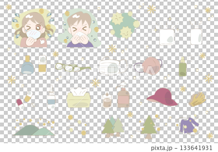 Hay fever/allergy prevention items and spring pollen set Hay fever/allergy prevention items and spring pollen set 133641931