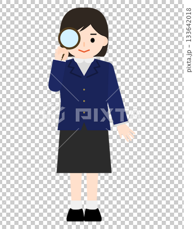 Girl examining with a magnifying glass Girl examining with a magnifying glass 133642018