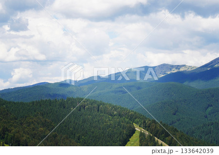View of the mountains of the Ukrainian Carpathians 133642039