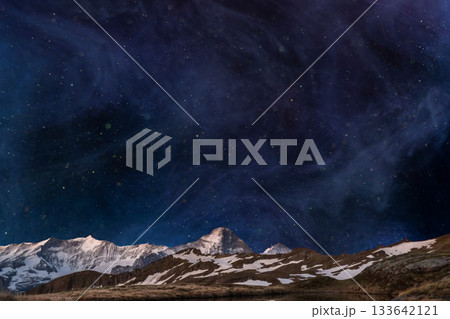 snow covered mountain snowy mountain landscape snow covered mountain snowy mountain landscape 133642121