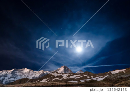 snow covered mountain snowy mountain landscape 133642158