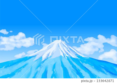 雪を被った富士山の背景　 133642871