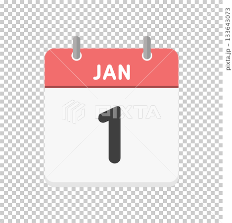 1月1日・JAN 1の日めくりカレンダーのアイコン - 1/1の日付入りの赤い色の英語の暦 1月1日・JAN 1の日めくりカレンダーのアイコン - 1/1の日付入りの赤い色の英語の暦 133643073