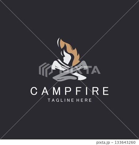 Campfire logo Vintage adventure Wildlife design camping wood fire illustration template Campfire logo Vintage adventure Wildlife design camping wood fire illustration template 133643260