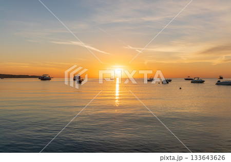 Sunrise over the sea. Panoramic seascape. Sunrise over the sea. Panoramic seascape. 133643626