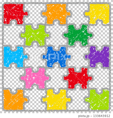 Hand-drawn crayon background puzzle pattern 133643912