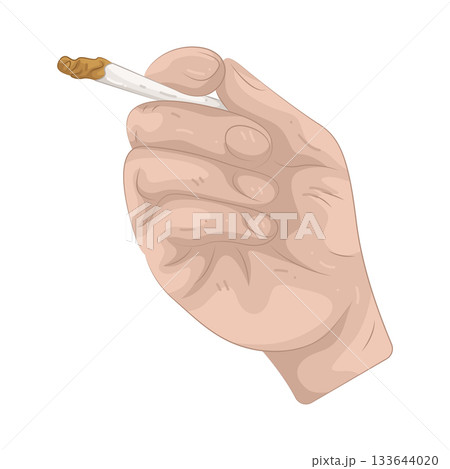 Illustration of hand holding cigarette  133644020
