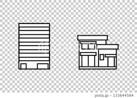 公寓和房屋的簡單圖標 公寓和房屋的簡單圖標 133644564