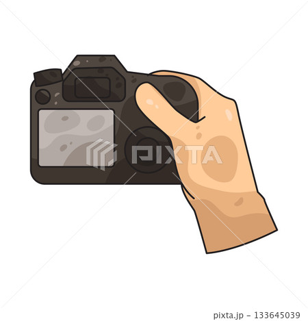 illustration of Hand Holding Camera 133645039