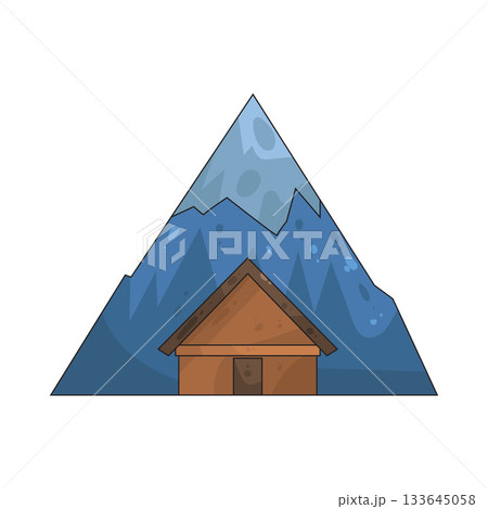 illustration of house at the foot of the mountain illustration of house at the foot of the mountain 133645058