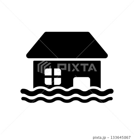 洪水のイメージのアイコンイラスト 133645867