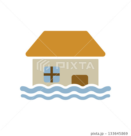 洪水のイメージのアイコンイラスト 133645869