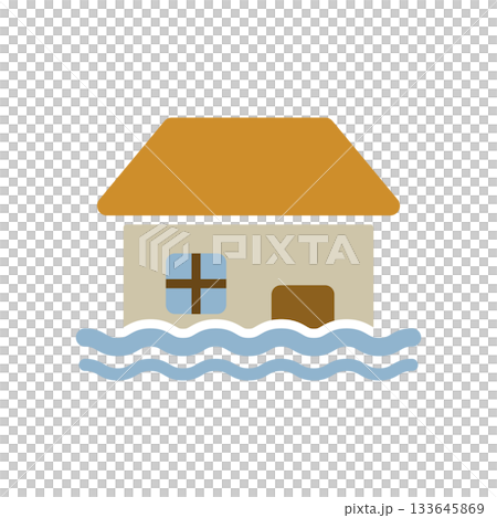 洪水のイメージのアイコンイラスト 133645869
