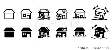 家とさまざまな問題のイメージのアイコンイラストセット 家とさまざまな問題のイメージのアイコンイラストセット 133645879