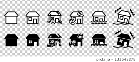 家とさまざまな問題のイメージのアイコンイラストセット 家とさまざまな問題のイメージのアイコンイラストセット 133645879