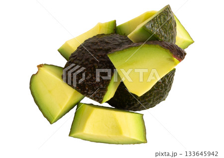 Avocado sliced seed pile fall drop slide scatter splash Avocado sliced seed pile fall drop slide scatter splash 133645942
