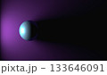 3D Render Glowing Sphere Casting Long Dramatic Shadow on Purple 133646091