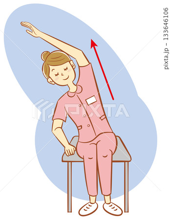 体側を伸ばすストレッチ 133646106