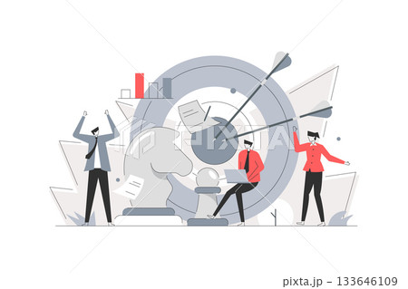 Company target achievement, business goal or objective to achieve, team strategy, leadership development, aiming for winning goal concept 133646109